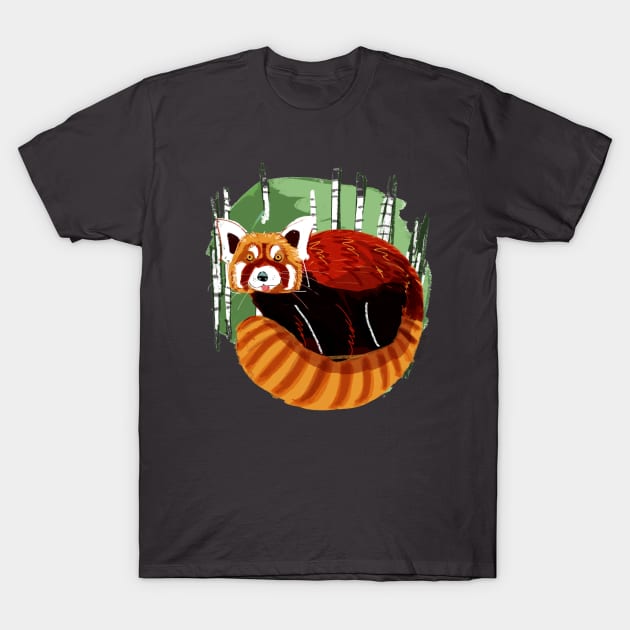 Red Panda in the bamboo forest T-Shirt by belettelepink